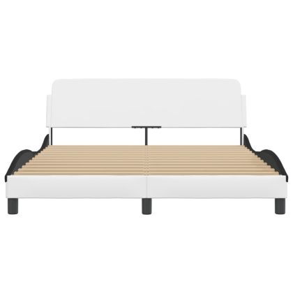 Рамка за легло Dover, бяла, черна, 160x200см, изкуствена кожа