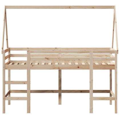 Таванско легло със стълба и покрив, 80x200 см, бор масив