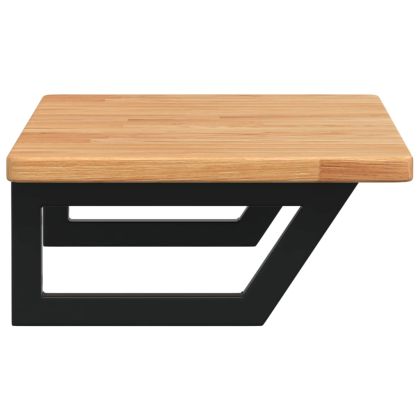 Стенен рафт за мивка, стомана и масивно дърво дъб