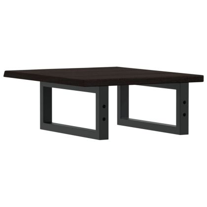 Стенен рафт за мивка, стомана и масивно дърво дъб