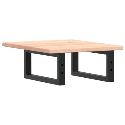 Стенен рафт за мивка, стомана и масивно дърво дъб