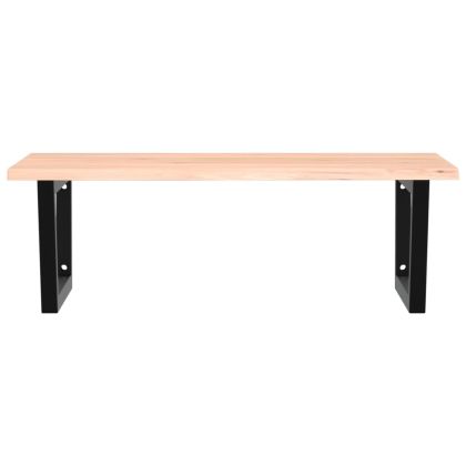 Стенен рафт за мивка, стомана и масивно дърво дъб