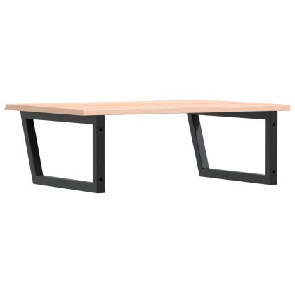 Стенен рафт за мивка, стомана и масивно дърво дъб