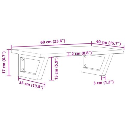 Стенен рафт за мивка, стомана и масивно дърво дъб