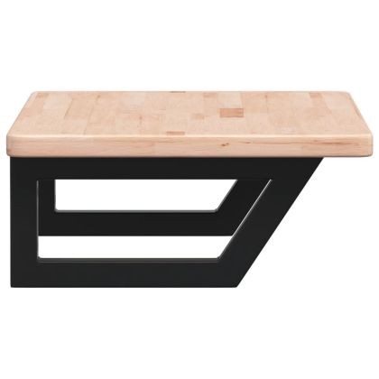 Стенен рафт за мивка, стомана и масивно дърво дъб