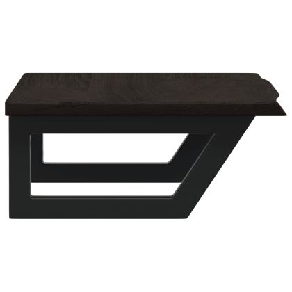 Стенен рафт за мивка, стомана и масивно дърво дъб