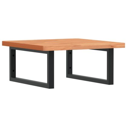 Стенен рафт за мивка, стомана и масивно дърво бук