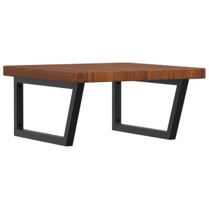 Стенен рафт за мивка, стомана и масивно дърво дъб