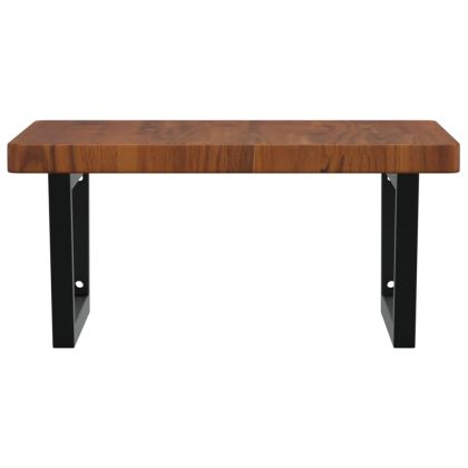 Стенен рафт за мивка, стомана и масивно дърво дъб