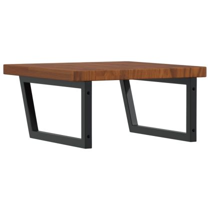 Стенен рафт за мивка, стомана и масивно дърво дъб