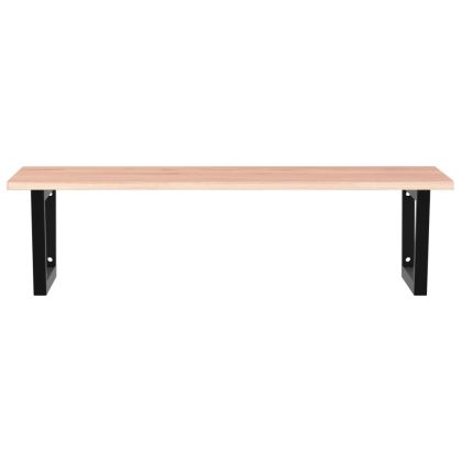 Стенен рафт за мивка, стомана и масивно дърво дъб