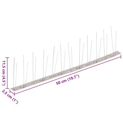 2-редови иноксови шипове срещу птици и гълъби, 20 бр, 10 м