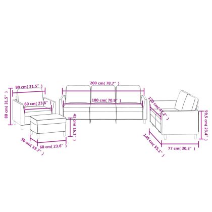 Комплект дивани 4 части с възглавници капучино изкуствена кожа