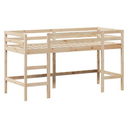 Таванско легло със стълба и покрив, 90x190 см, бор масив