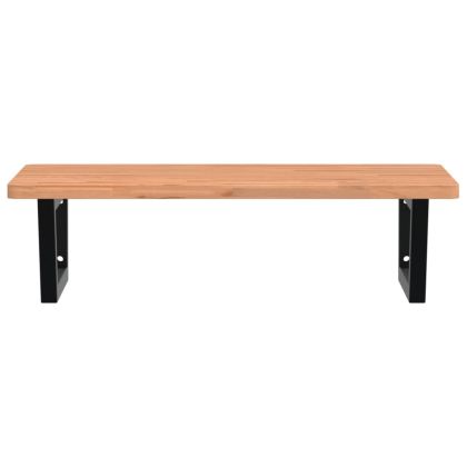 Стенен рафт за мивка, стомана и масивно дърво бук