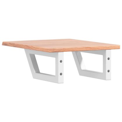 Стенен рафт за мивка, стомана и масивно дърво дъб