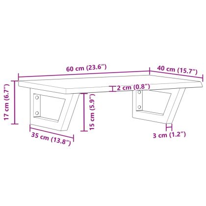 Стенен рафт за мивка, стомана и масивно дърво дъб