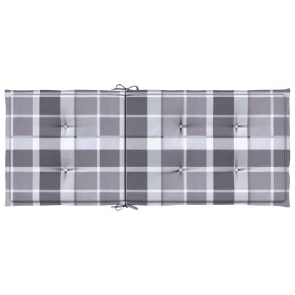 Възглавници за столове 2 бр сиво каре 120x50x3 см плат