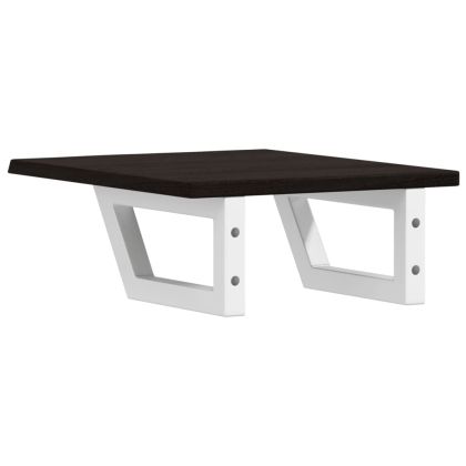 Стенен рафт за мивка, стомана и масивно дърво дъб