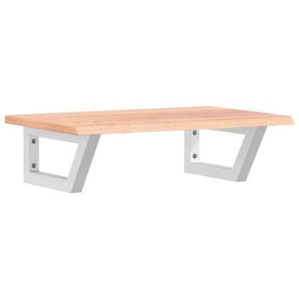 Стенен рафт за мивка, стомана и масивно дърво дъб