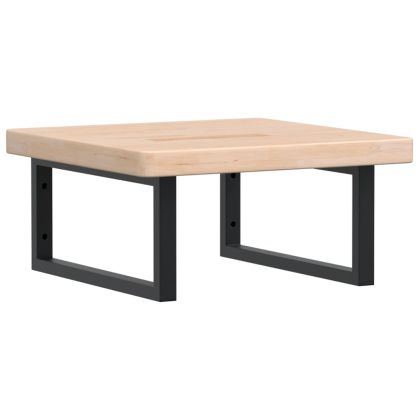 Стенен рафт за мивка, стомана и масивно дърво дъб