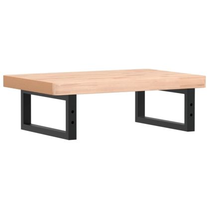 Стенен рафт за мивка, стомана и масивно дърво бук