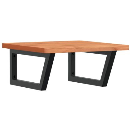 Стенен рафт за мивка, стомана и масивно дърво бук