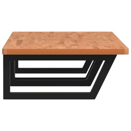 Стенен рафт за мивка, стомана и масивно дърво бук