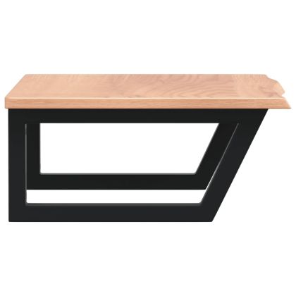 Стенен рафт за мивка, стомана и масивно дърво дъб