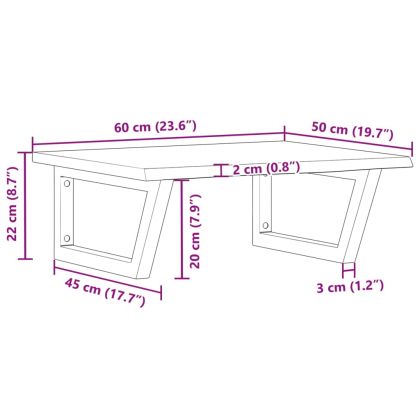 Стенен рафт за мивка, стомана и масивно дърво дъб