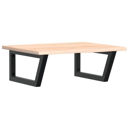 Стенен рафт за мивка, стомана и масивно дърво дъб