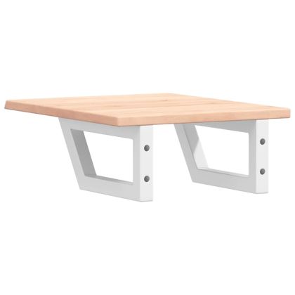 Стенен рафт за мивка, стомана и масивно дърво дъб