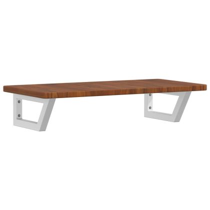 Стенен рафт за мивка, стомана и масивно дърво дъб