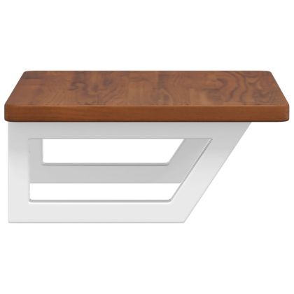 Стенен рафт за мивка, стомана и масивно дърво дъб