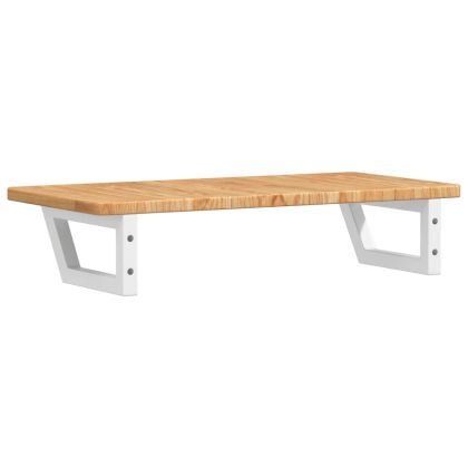 Стенен рафт за мивка, стомана и масивно дърво дъб