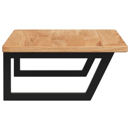 Стенен рафт за мивка, стомана и масивно дърво дъб