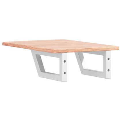 Стенен рафт за мивка, стомана и масивно дърво дъб