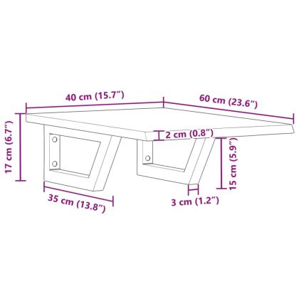 Стенен рафт за мивка, стомана и масивно дърво дъб