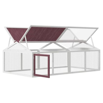 Кафез за открито, мока, 200x112,5x74 см, борово дърво масив