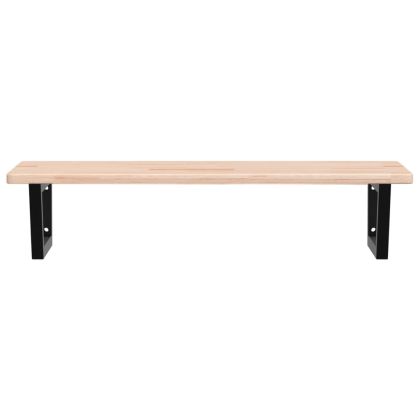 Стенен рафт за мивка, стомана и масивно дърво дъб