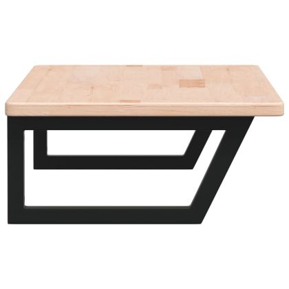 Стенен рафт за мивка, стомана и масивно дърво дъб