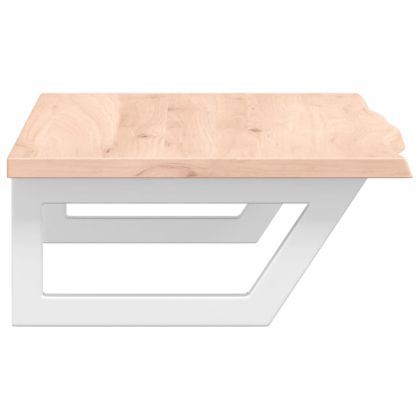 Стенен рафт за мивка, стомана и масивно дърво дъб