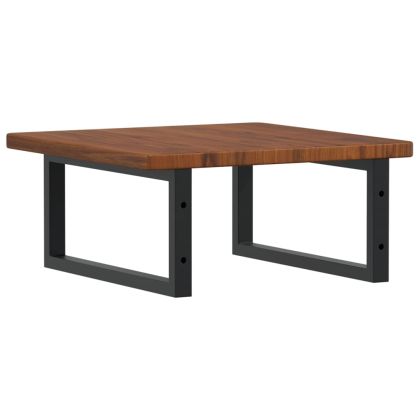 Стенен рафт за мивка, стомана и масивно дърво дъб