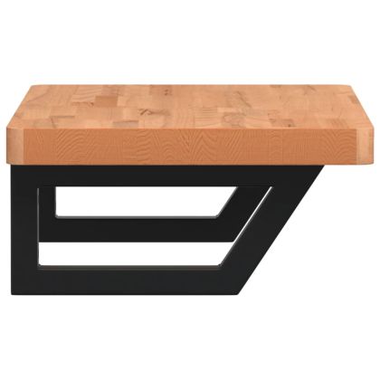 Стенен рафт за мивка, стомана и масивно дърво бук