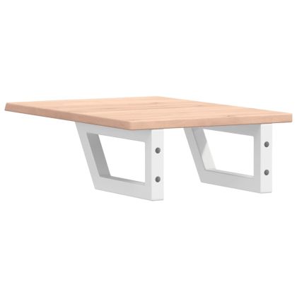 Стенен рафт за мивка, стомана и масивно дърво дъб