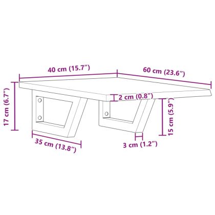 Стенен рафт за мивка, стомана и масивно дърво дъб