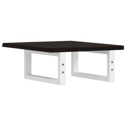 Стенен рафт за мивка, стомана и масивно дърво дъб