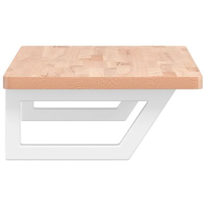 Стенен рафт за мивка, стомана и масивно дърво бук