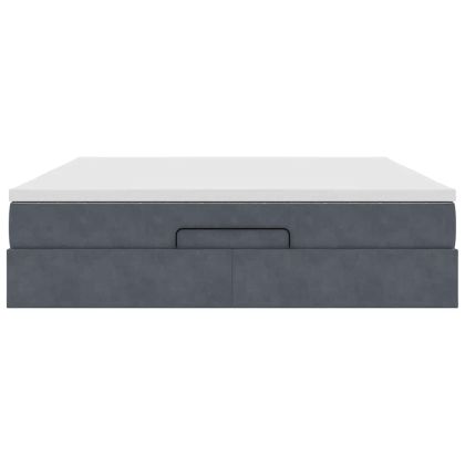 Османска легло с матрак, тъмносиво, 160x200 см, кадифе