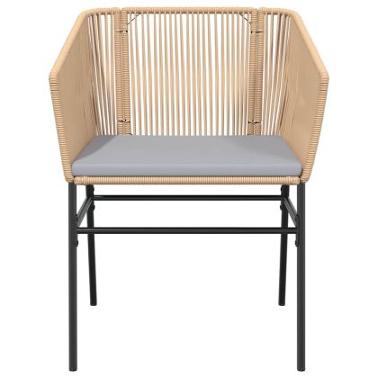 Градински комплект 3 части с възглавници кафяв полиратан стъкло